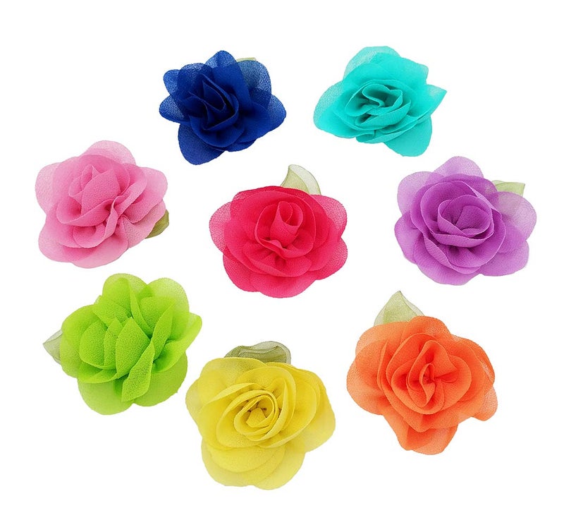 PET SHOW Dog Collar Charms Embellishment Rose Flower Accessories For Cat Puppy Collars Bowtie Valentine's Day Grooming Pack of 8 - Image 1